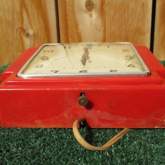 Wall Decor Rare Vintage Telechron Red Bakelite Mcm Art Deco Electric